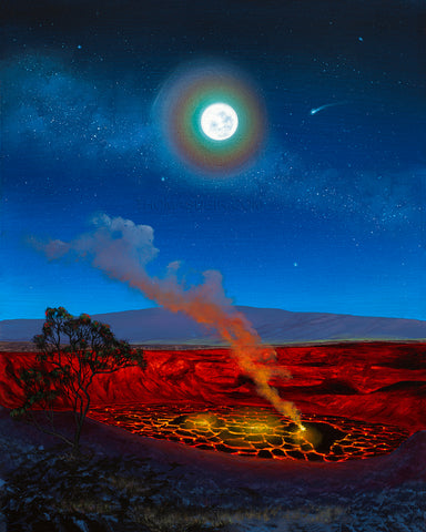 Halemaumau Full Moon Giclee Canvas Print or Metal Print