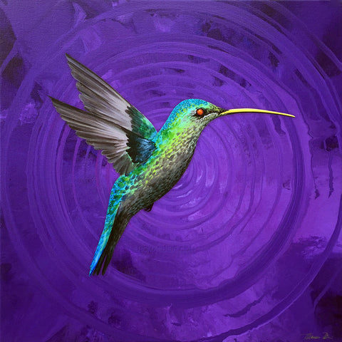 Hummingbird Passion Giclee Canvas Print or Metal Print