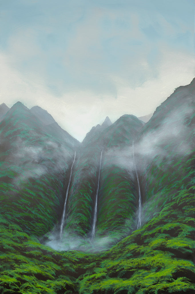 Koolau Waterfall Giclee Canvas Print or Metal Print