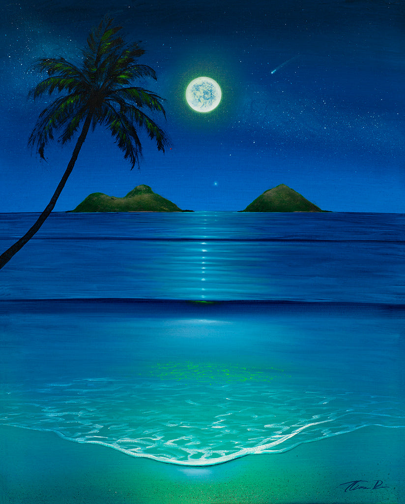 Lanikai Full Moon Giclee Canvas Print or Metal Print