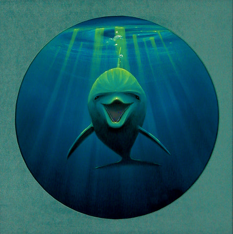 Portrait of a Dolphin Giclee on Canvas or Metal Prints