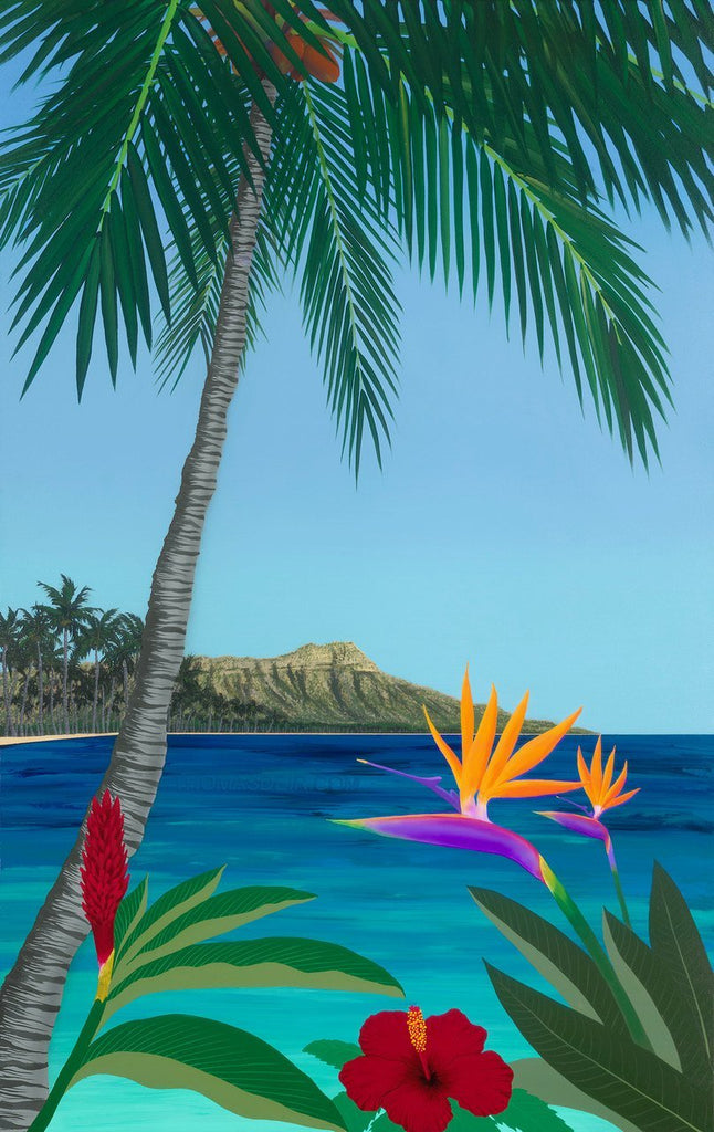 Diamond Head Floral Giclee Canvas Print or Metal Print