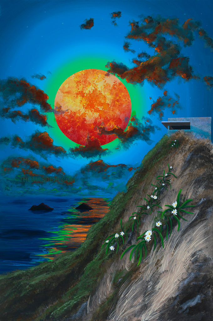 Lanikai Pillbox Blood Red Moon Giclee Canvas Print or Metal Print