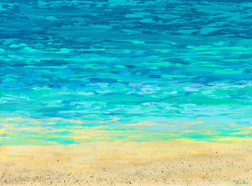 Turquoise Beach Horizontal Giclee Canvas Print or Metal Print
