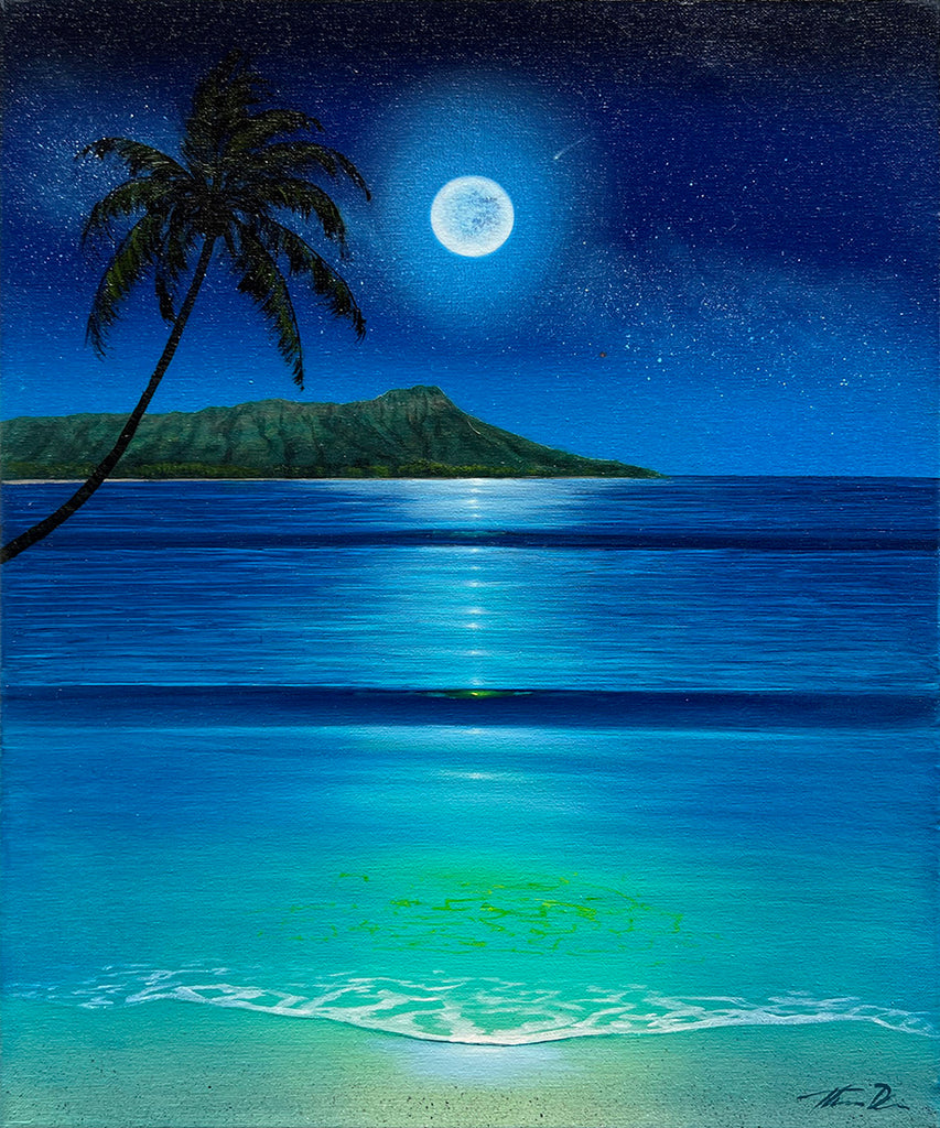Diamond Head Full Moon 2V Giclee on Canvas or Metal Print