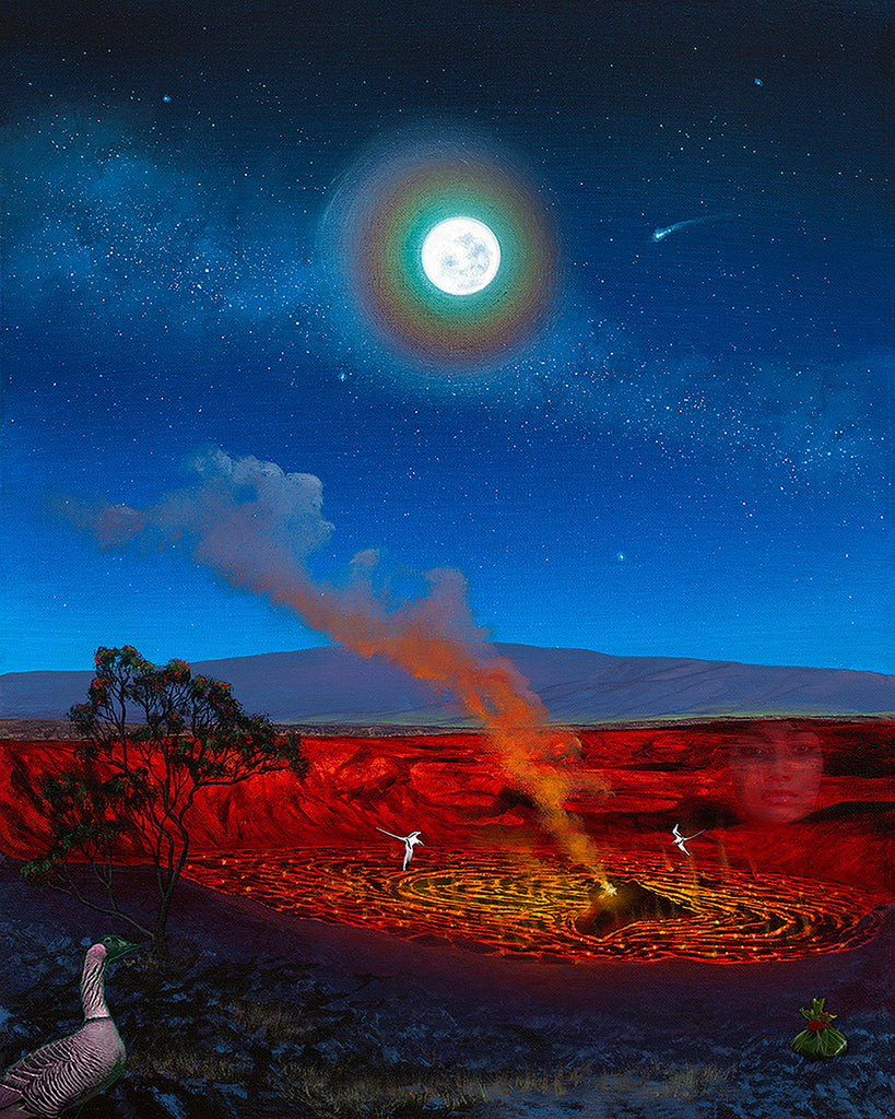 Halema'uma'u Full Moon Pele Giclee Canvas Print or Metal Print