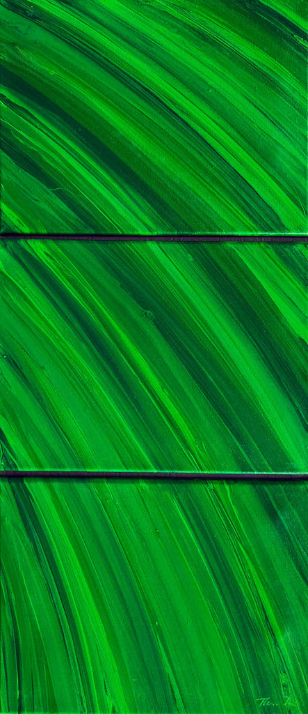 Frond 32 12x27 Triptych Painting