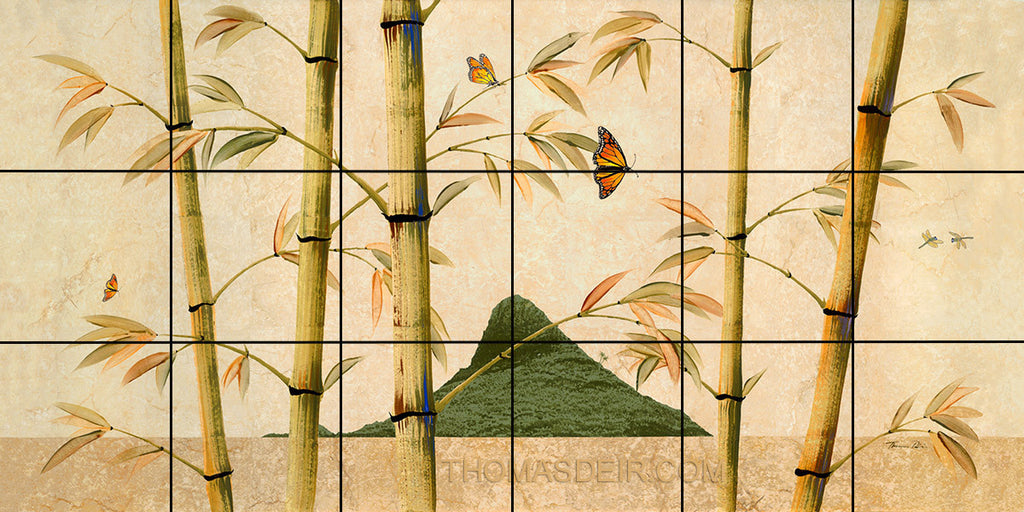 Bamboo Chinaman's Hat Tile Mural