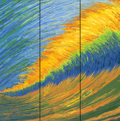 Cathedral Tunnel Wave Triptych Painting