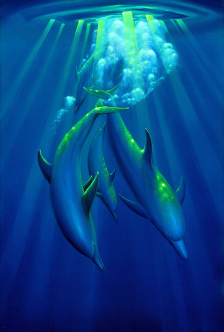 Dance of the Dolphins 21x36 Painting