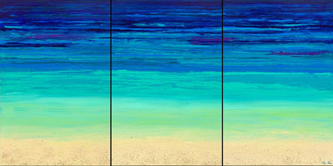 Depth of Blue Triptych 90x40 Painting