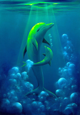 Dolphin Baby 13x19 Painting