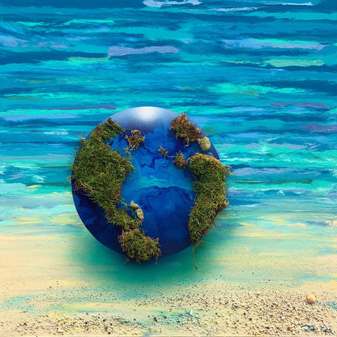 Earth Glass Ball Moss-2 24x24 Painting