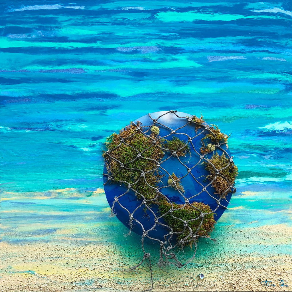 Earth Glass Ball Moss Net 24x24 Painting
