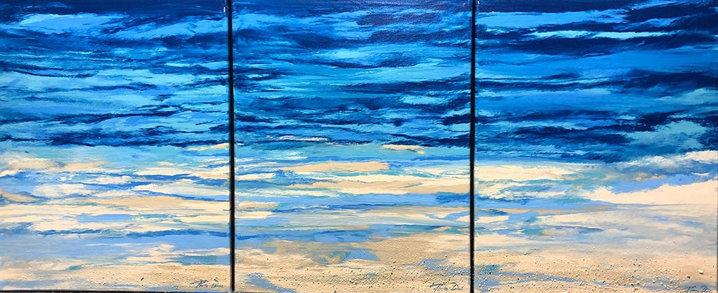 East Coast Blues 2 48x20 triptych Painting