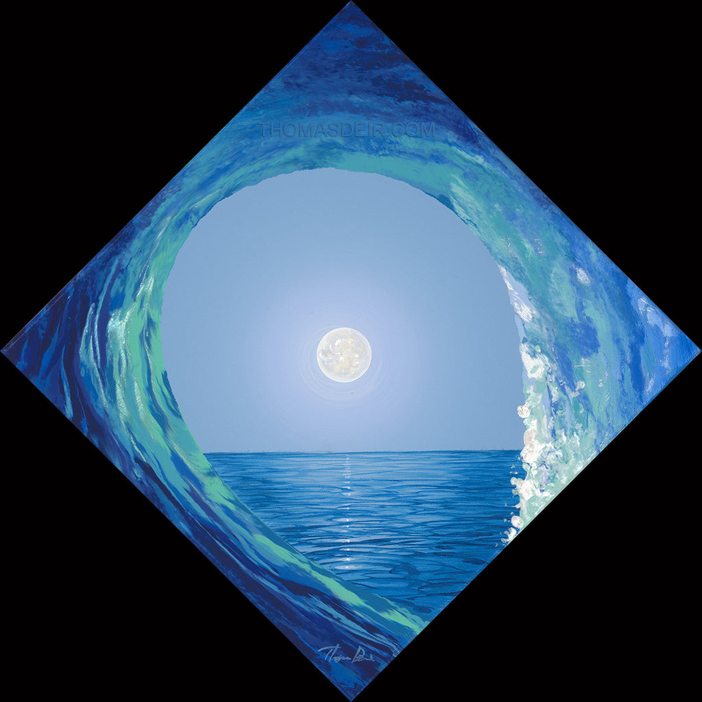 Full Moon Wave Art Painting