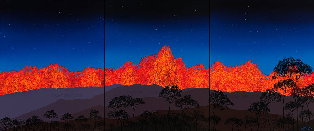 Hualalai Volcano Triptych 108x48 Painting