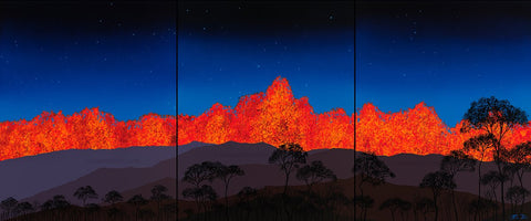 Hualalai Volcano Triptych 108x48 Painting