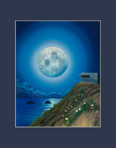 Lanikai Pillbox Full Moon Matted Print