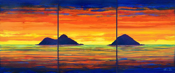 Lanikai Sunrise B 33x14 Triptych Painting