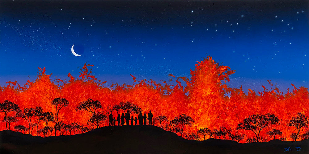 Lava 28 Holding Hands 36x18 Painting