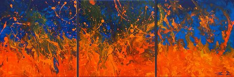 Lava Study A Triptych 36x12 Painting