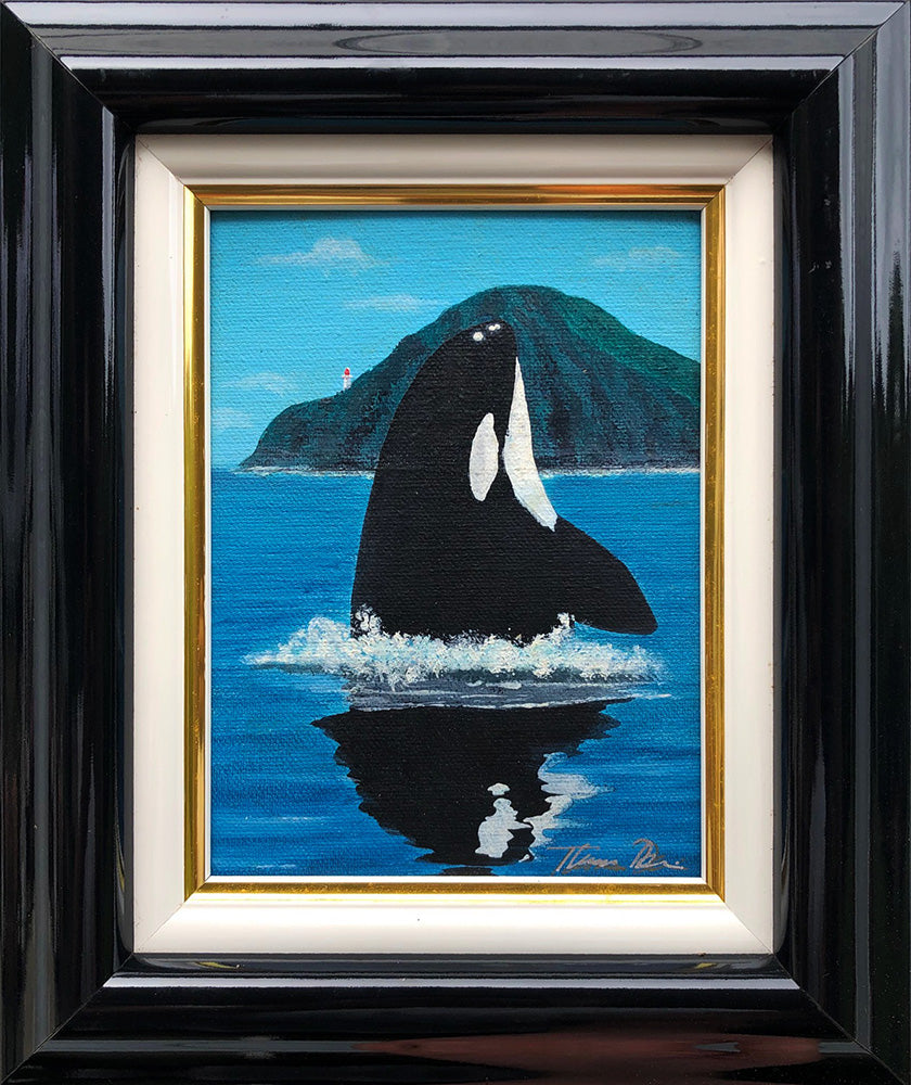 Makapuu Orca Color Sketch 9x11 Framed Painting