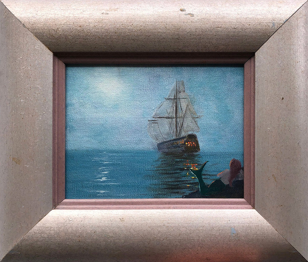 Mermaid Ship Color Sketch 11x8 Framed Painting