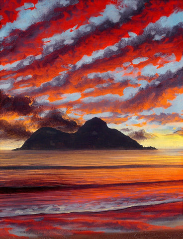Mokulua Fireclouds Study 12x16 Painting