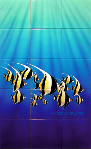 Moorish Idol Angelfish 24x40 Hand-Painted Tile