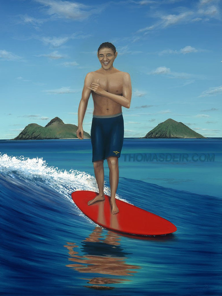 Obama Surfing 24x36 Painting