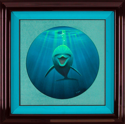 Portrait of a Dolphin Framed Painting - Holiday Art Sale!