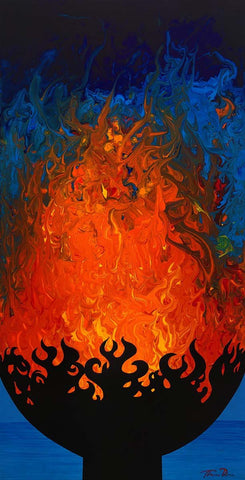 Rumfire Abstract 15x30 Painting