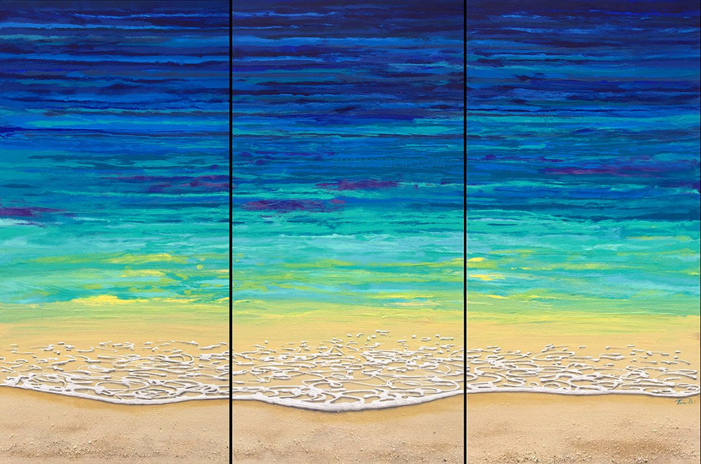 Sea Foam Triptych 48x72 Painting
