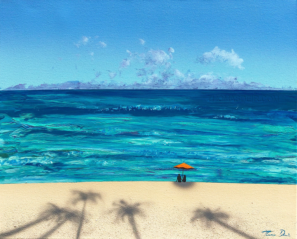 Umbrella Coconut Tree Friends 2 20x16 Painting