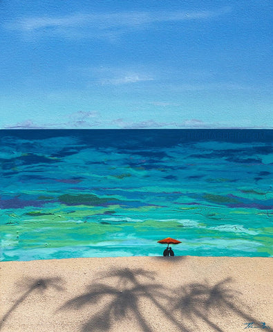 Umbrella Coconut Tree Couple 2 Painting